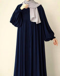 Navy Blue Georgette Abaya with Stroller | Full-Length Modest Dress