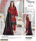 Munarq by Nisha Designer 3-Piece Suit – Rust Red Doria Printed Lawn with Black Cutwork Dupatta (Vol-11)