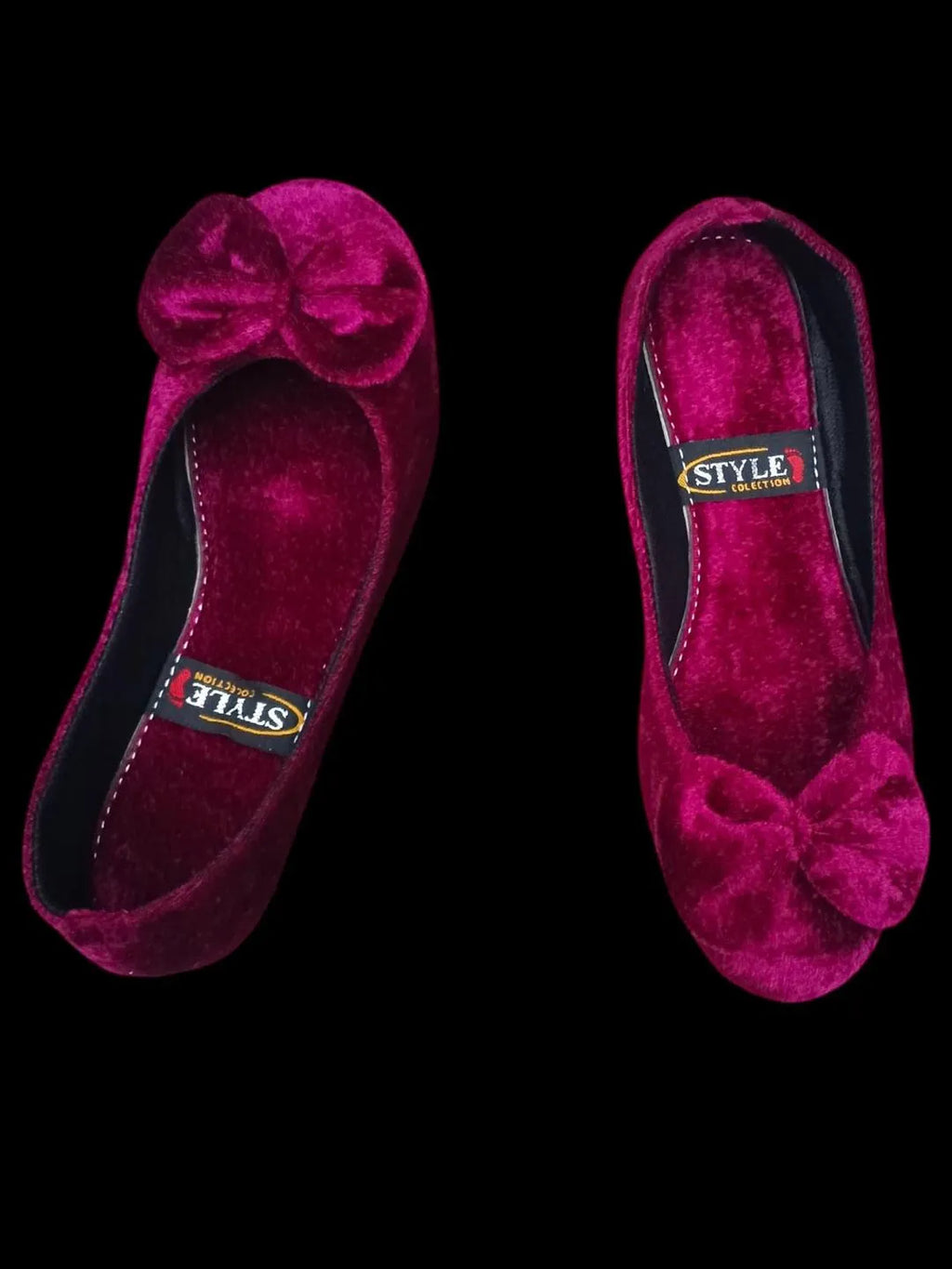 Women's Maroon Velvet Pumps Bow Shoes | Buy Online UAE Saudi Qatar Bahrain | Samina Fashion