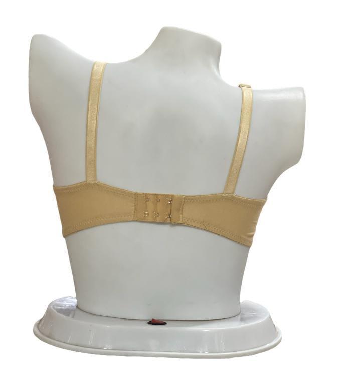 Skin Color Floral Padded Bra – Everyday Comfort Lingerie with Adjustable Straps