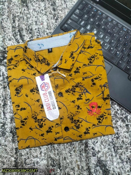 Boys Mustard Yellow Printed Shirt & Pant Set (2-Piece Suit) | Age 5-6 Years | Stylish Kids Party Dress