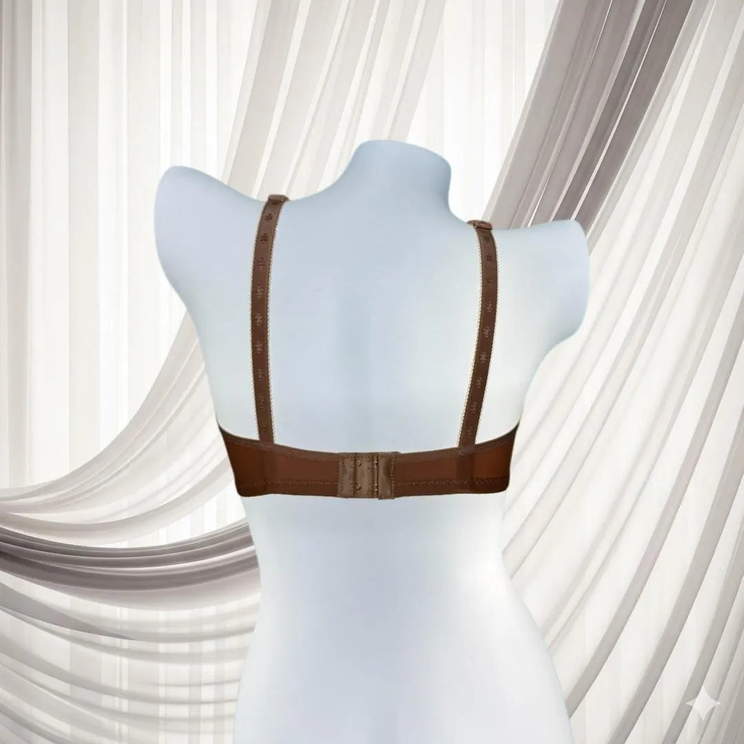 Brown Malai Jersey Full Cup Bra with Net Design