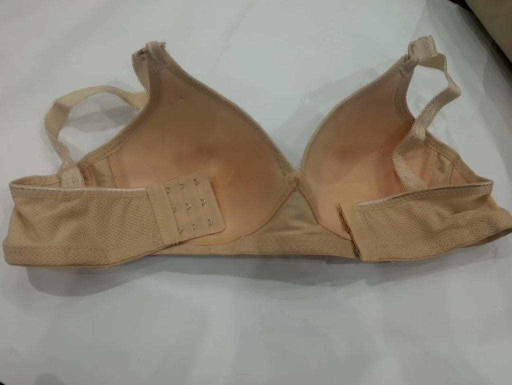 Elegant Off-White Spandex Padded Bra - Wire-Free Comfort (B Cup, Sizes 36-42)