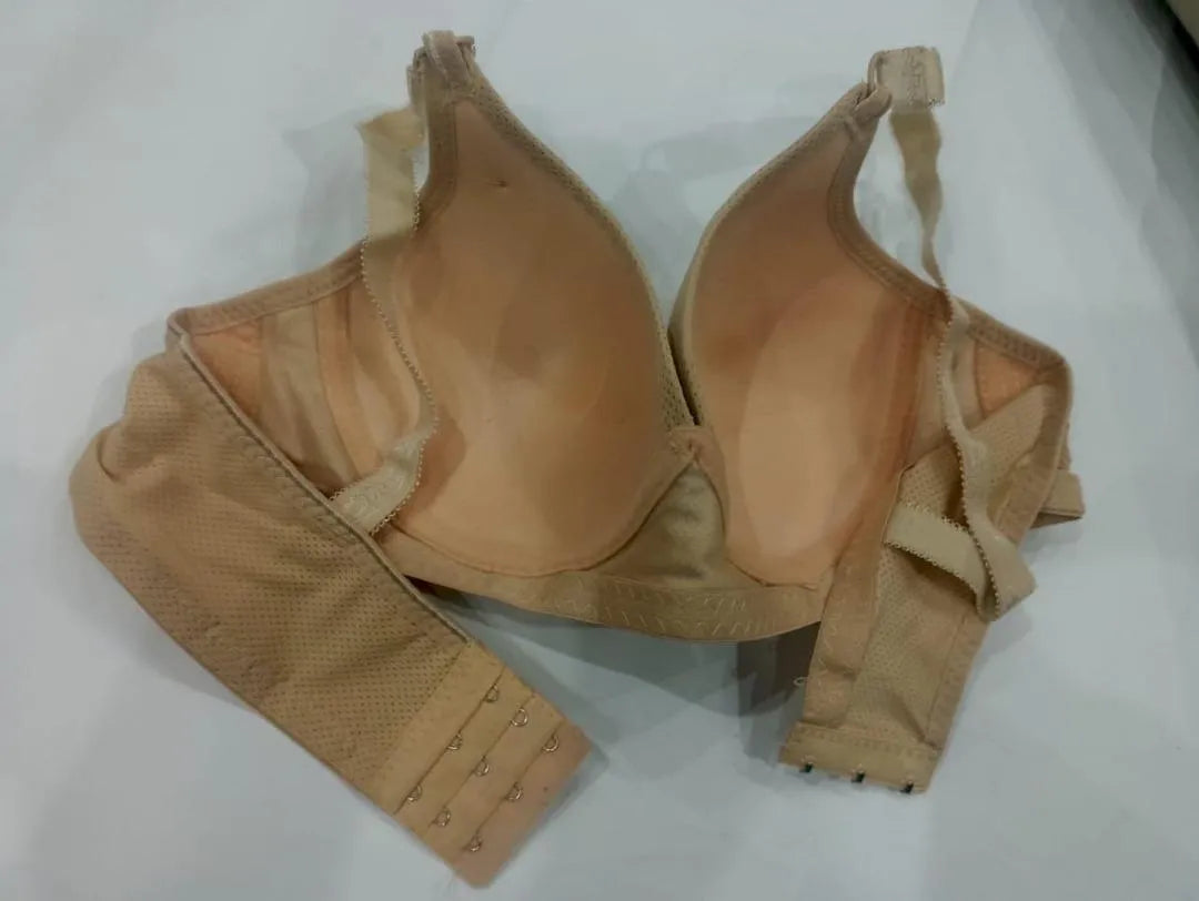 Elegant Off-White Spandex Padded Bra - Wire-Free Comfort (B Cup, Sizes 36-42)