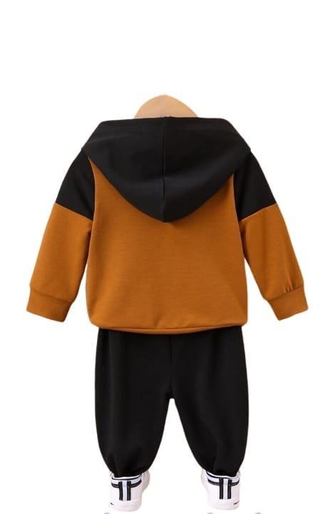 Boys' 'Future' Printed Tracksuit - 2 Piece Hoodie & Trouser Set (Black & Brown)