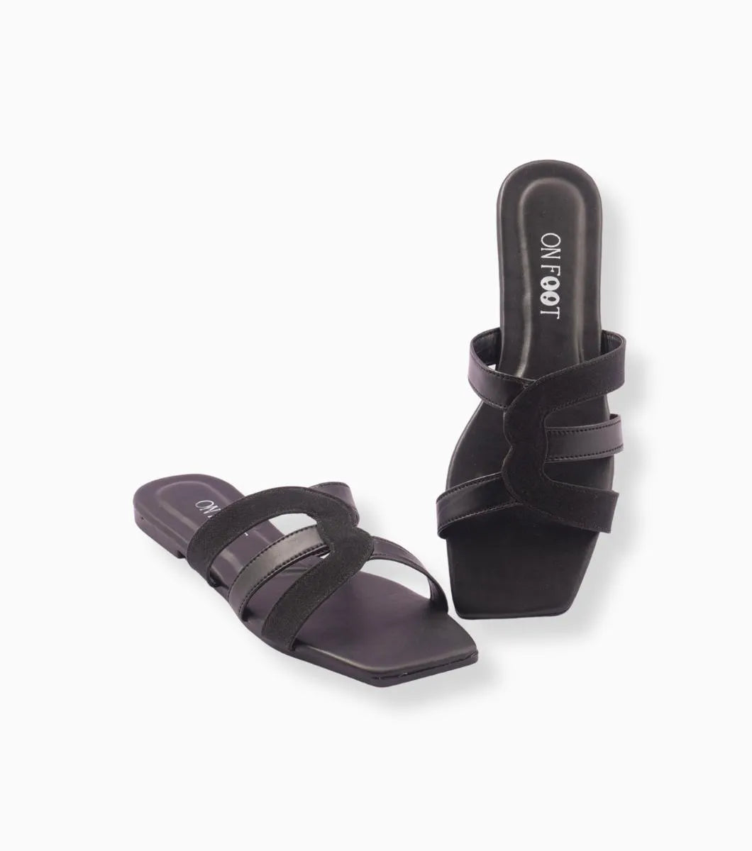 Stylish Black Cross-Strap Slippers - Comfortable Women's Footwear