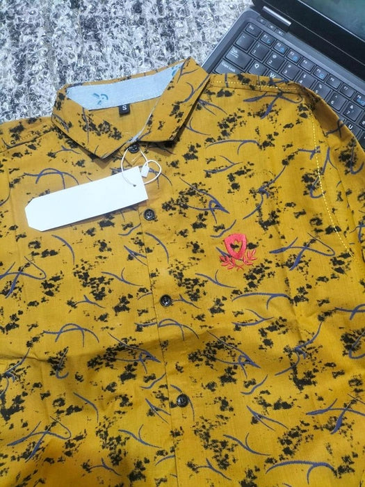 Boys Mustard Yellow Printed Shirt & Pant Set (2-Piece Suit) | Age 5-6 Years | Stylish Kids Party Dress