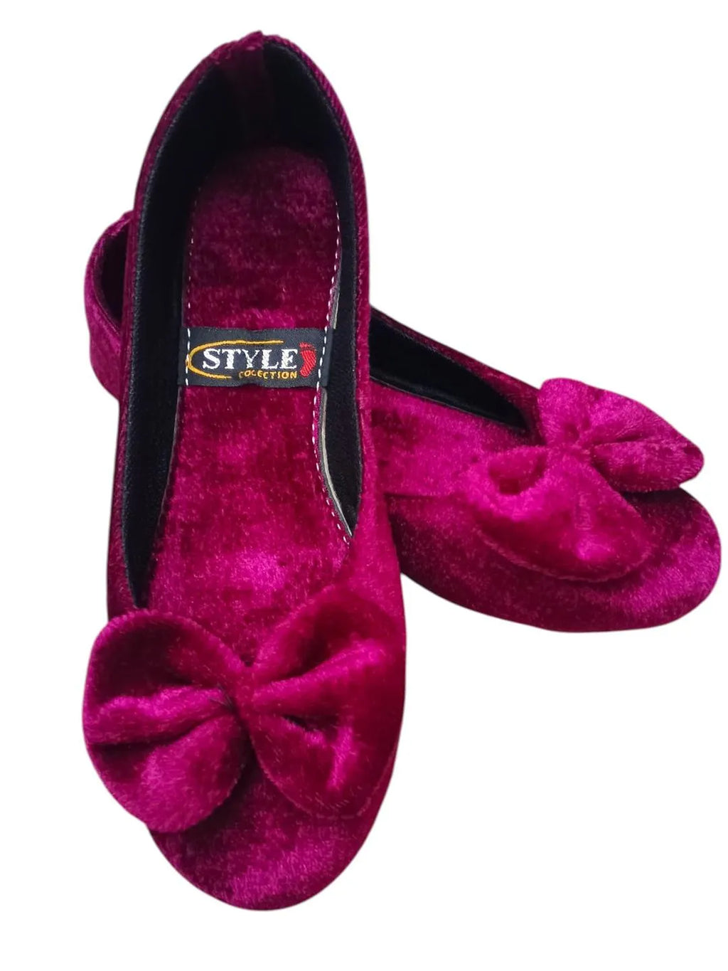 Women's Maroon Velvet Pumps Bow Shoes | Buy Online UAE Saudi Qatar Bahrain | Samina Fashion