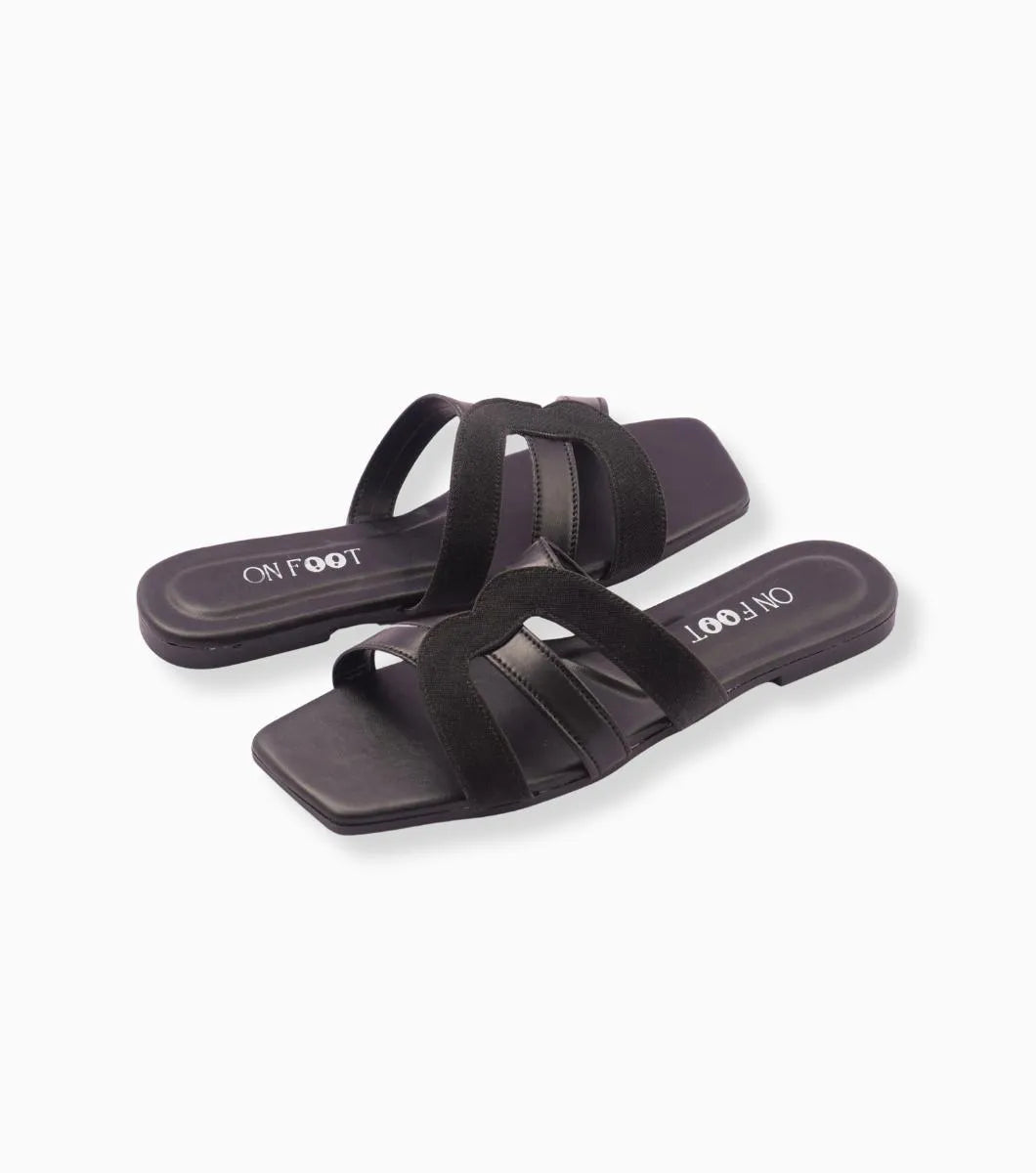 Stylish Black Cross-Strap Slippers - Comfortable Women's Footwear