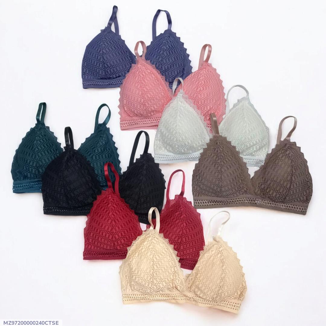 Women’s Fancy Lace Bralette – Soft Wireless Triangle Cup Bra (Comfortable & Stylish)