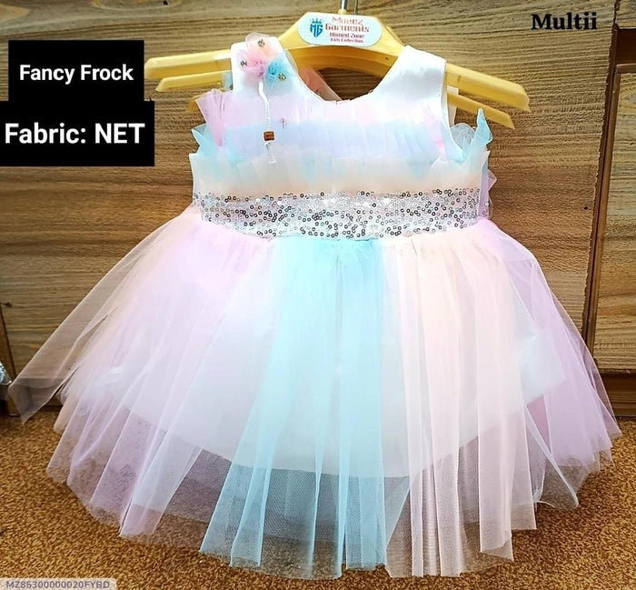 Fancy Sequin & Net Layered Party Frock for Girls (Blue/Peach) | Age 3-6 Years | Princess Ball Gown